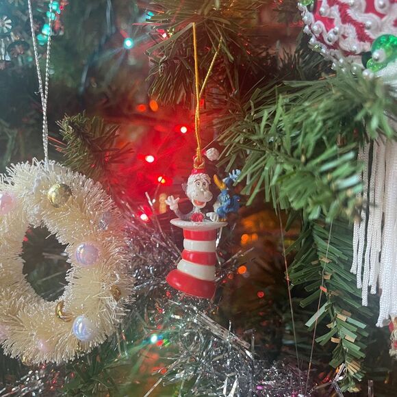 VTG Enesco Dr Seuss Cat In The Hat Miniature Christmas‎ Ornaments - Picture 1 of 4
